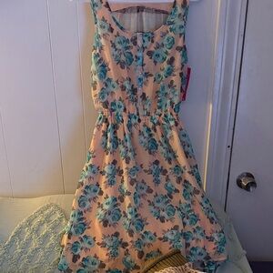 Xhilaration Floral Dress in Blue and Pink